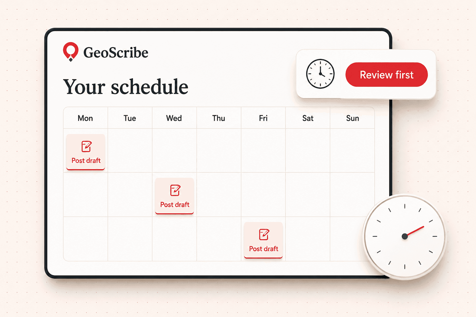 A campaign schedule showing drafts placed across a week