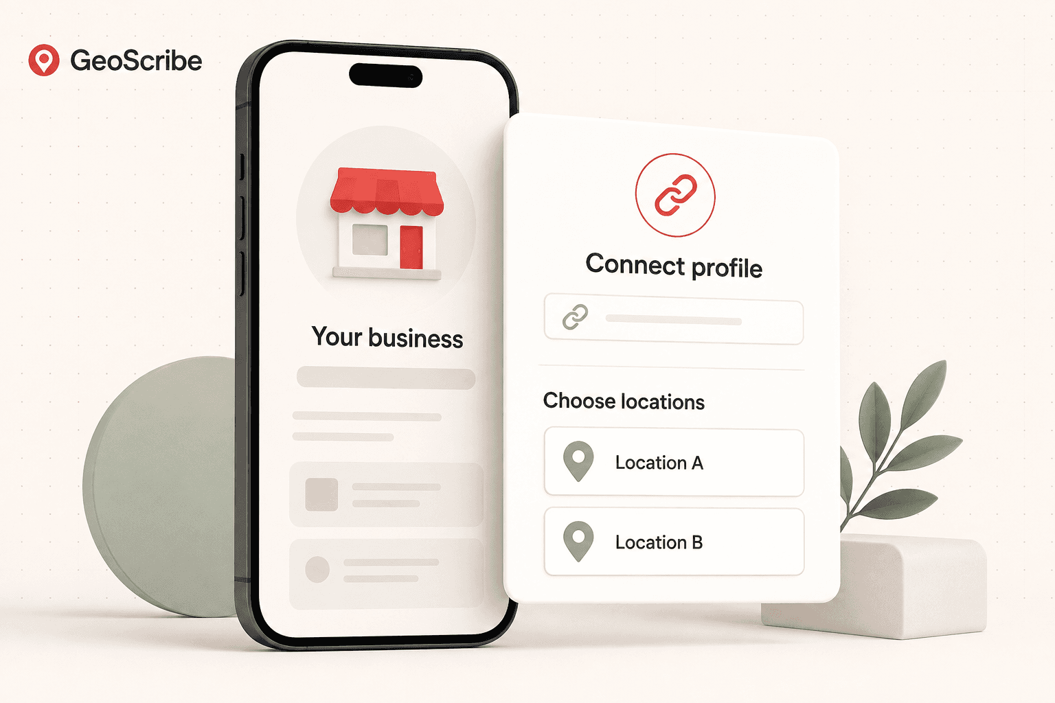 Choosing which Google business location to connect, with a profile preview alongside
