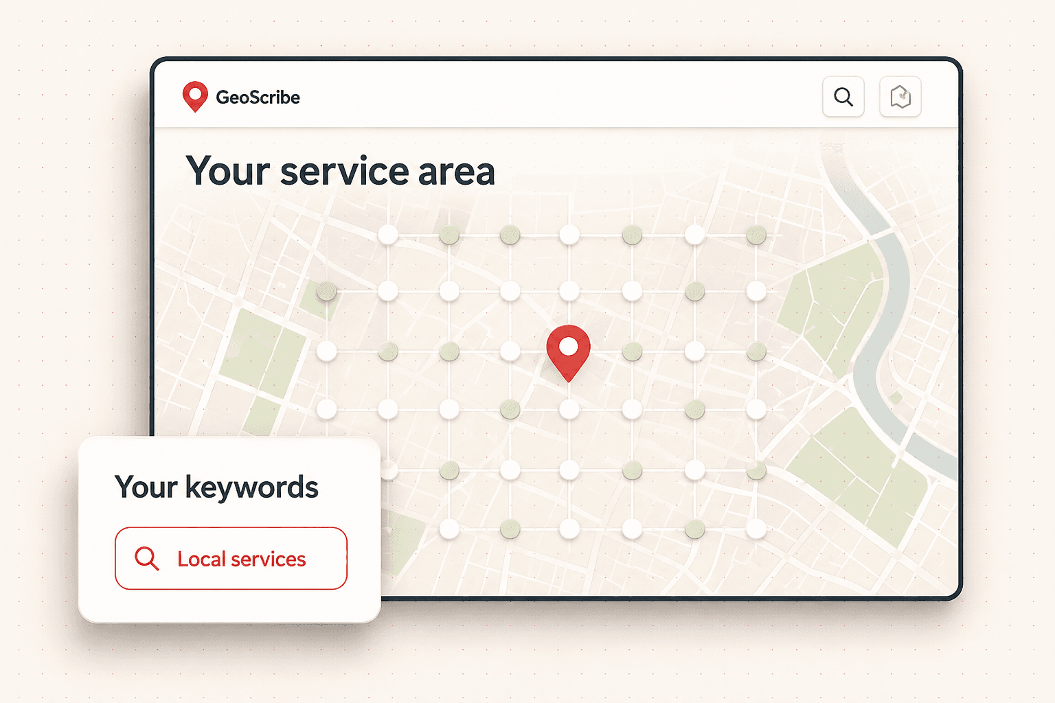 A coverage map showing where one keyword is visible across a service area